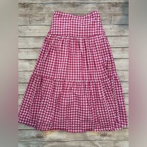 J. Crew Factory Pink and White Gingham Midi Skirt Size Small Sm